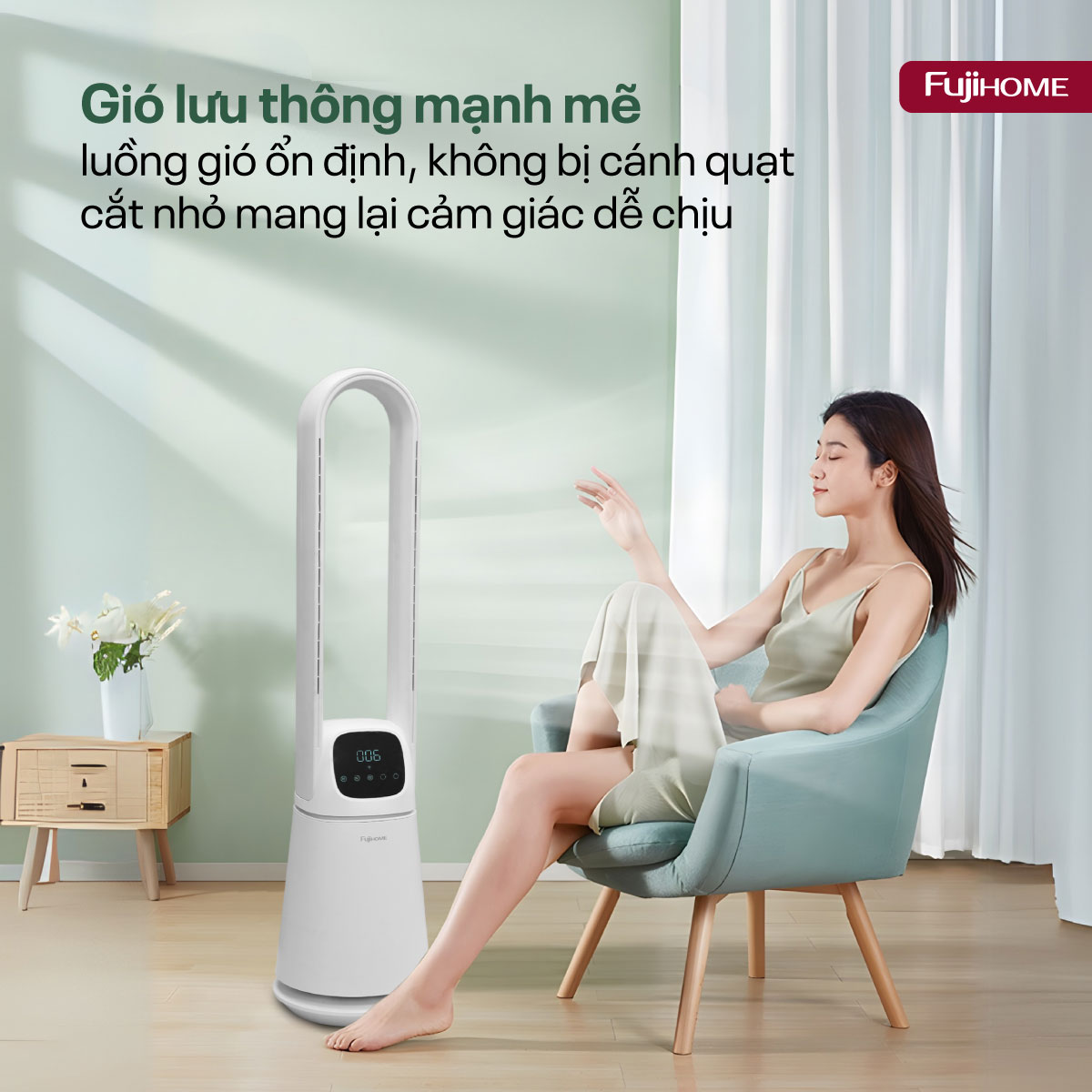 bf065-07 Quạt không cánh lọc không khí khử khuẩn Anion+ UV, kết nối WIFI Fujihome BF065
