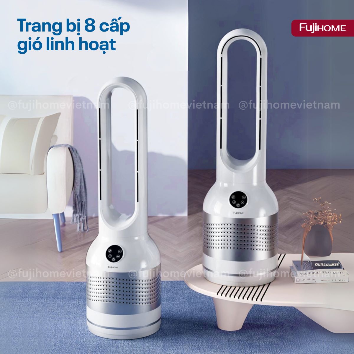 Quạt không cánh lọc không khí HEPA, khử khuẩn Anion + UV kết nối WIFI Fujihome BF22-HEPA