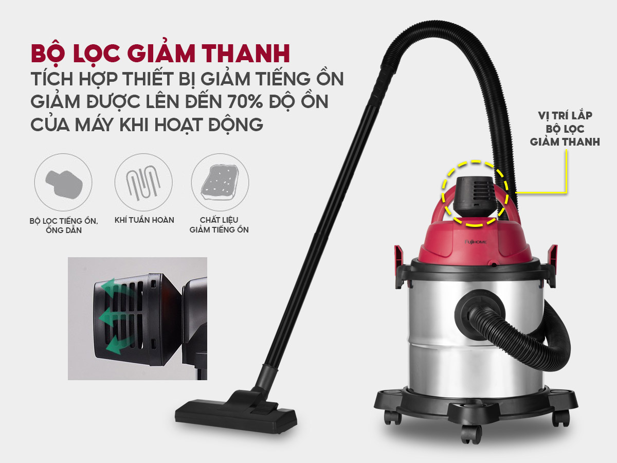 bo-loc-giam-thanh Máy hút bụi khô và ướt Fujihome VC12