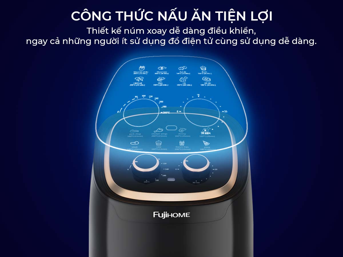 congthucnauantienloi Nồi chiên không dầu Fujihome A4EB 4.5Lít