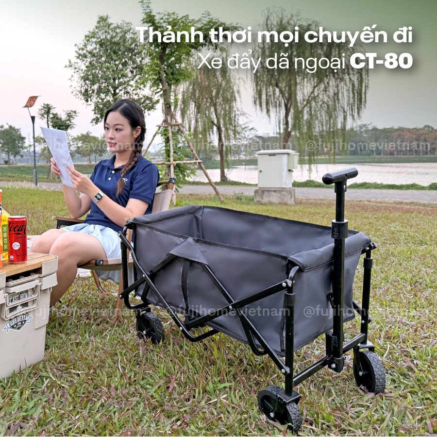 ct-80-10 Xe kéo dã ngoại gấp gọn du lịch, cắm trại Fujihome CT-80