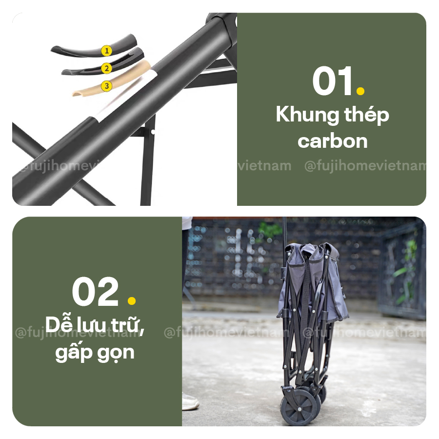 ct-80-7 Xe kéo dã ngoại gấp gọn du lịch, cắm trại Fujihome CT-80