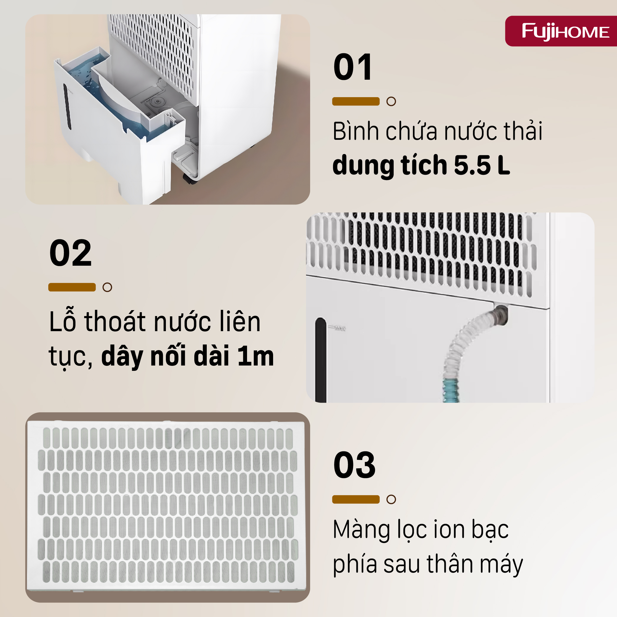 dh-07 Máy hút ẩm dân dụng Fujihome DH40NW