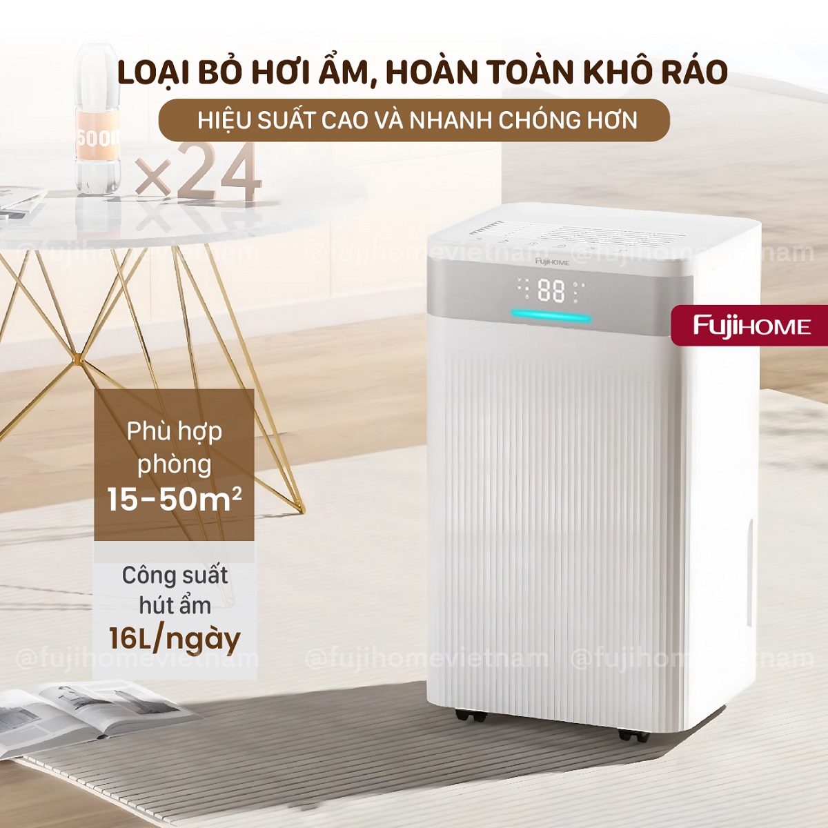 Máy hút ẩm dân dụng Fujihome DH16NW