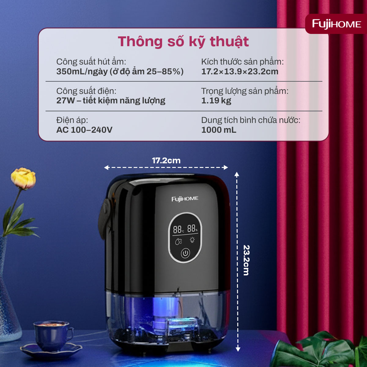 MÁy hút ẩm fujihome DHP035-mini