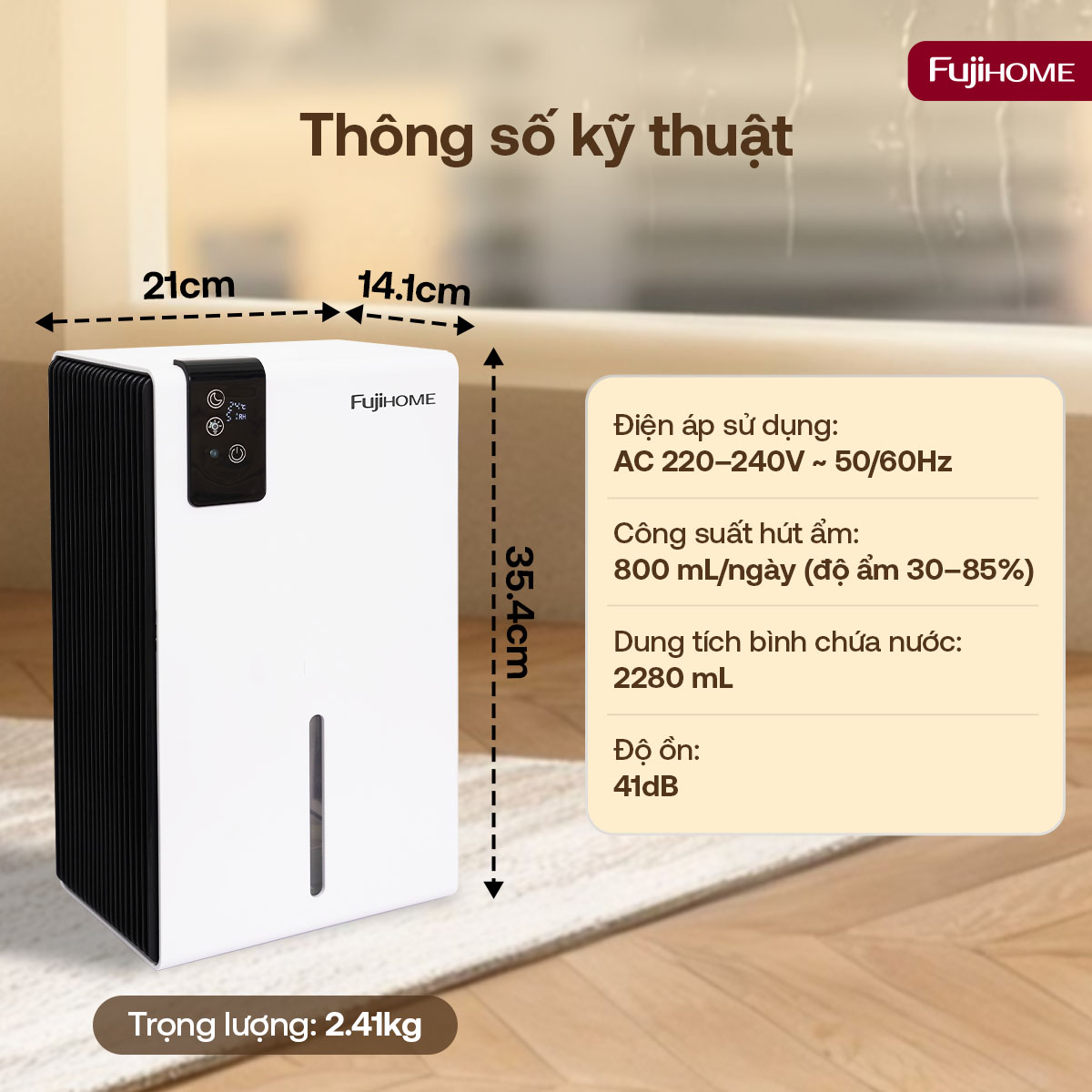 Máy hút ẩm bán dẫn mini Fujihome DHP23-MINI