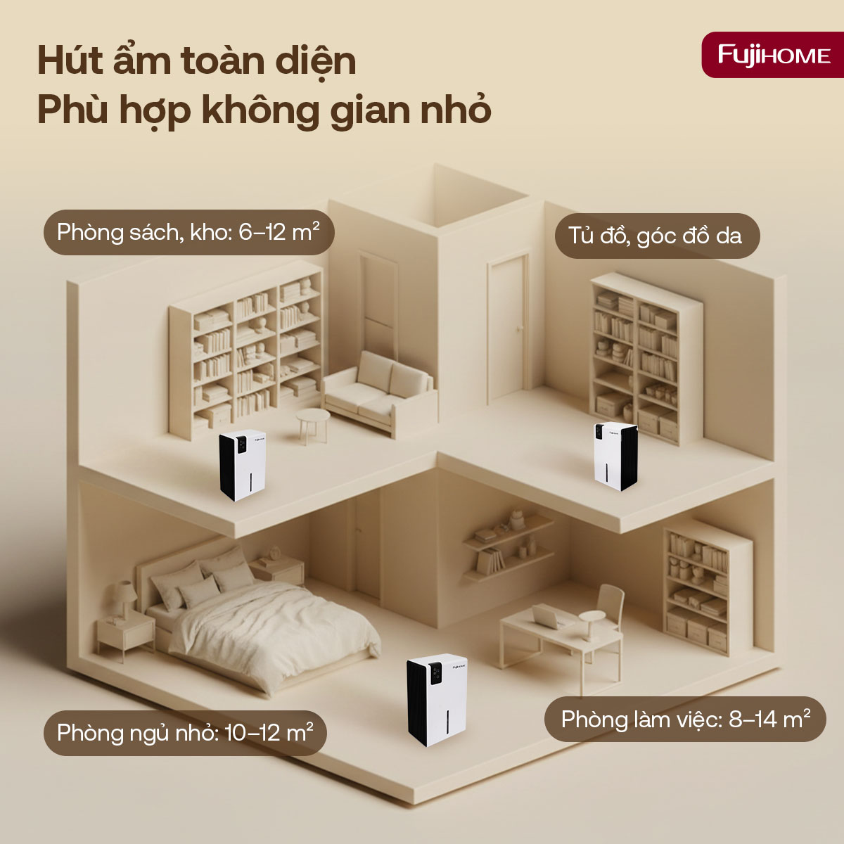 Máy hút ẩm bán dẫn mini Fujihome DHP23-MINI