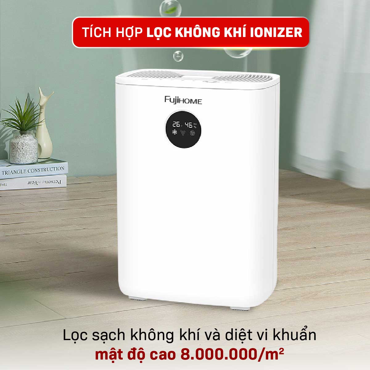Máy hút ẩm bán dẫn tích hợp lọc không khí Fujihome DHP05-MINI