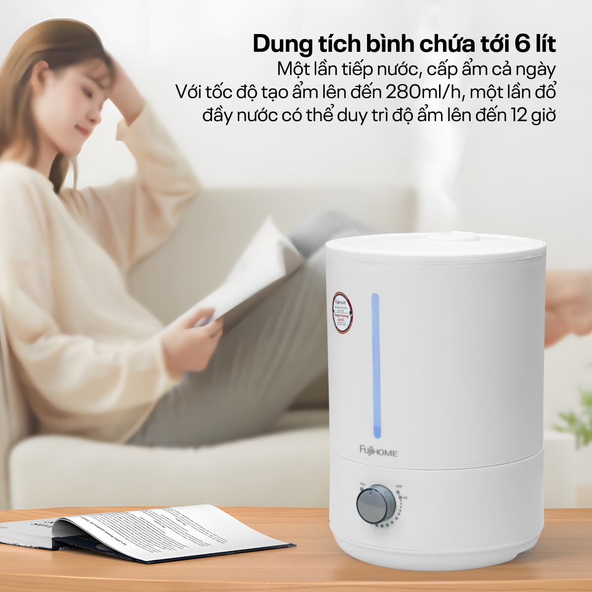 Máy Phun Sương Tạo Ẩm Xông Tinh Dầu Fujihome HM06M