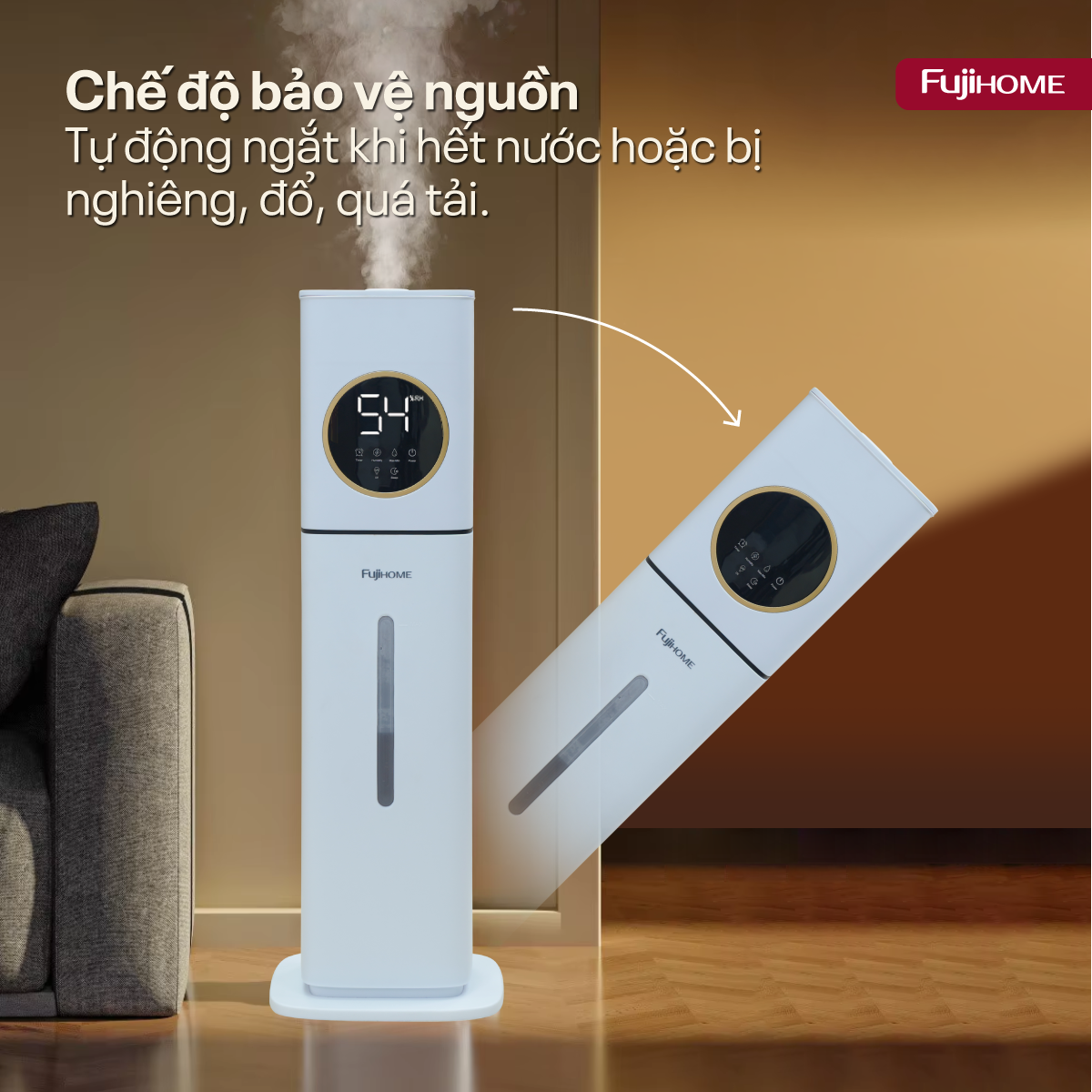 Máy tạo ẩm, xông tinh dầu, khử khuẩn UV dung tích lớn Fujihome HM09UV1