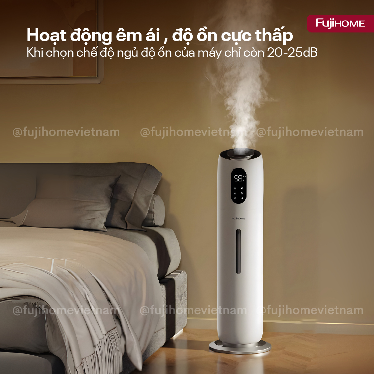 Máy Tạo Ẩm, Xông Tinh Dầu, khử khuẩn UV điều khiển WIFI Fujihome HM10UV-WIFI