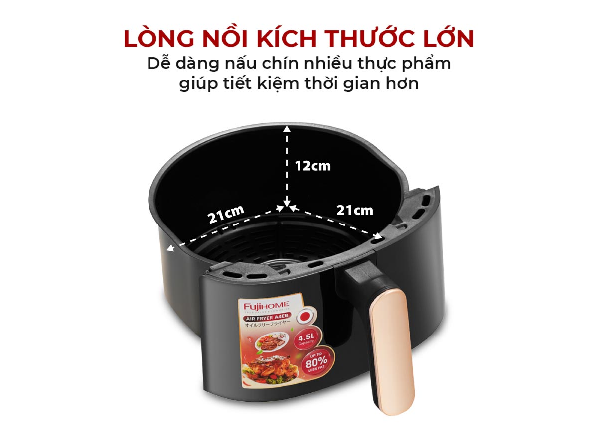 kt-a4eb Nồi chiên không dầu Fujihome A4EB 4.5Lít