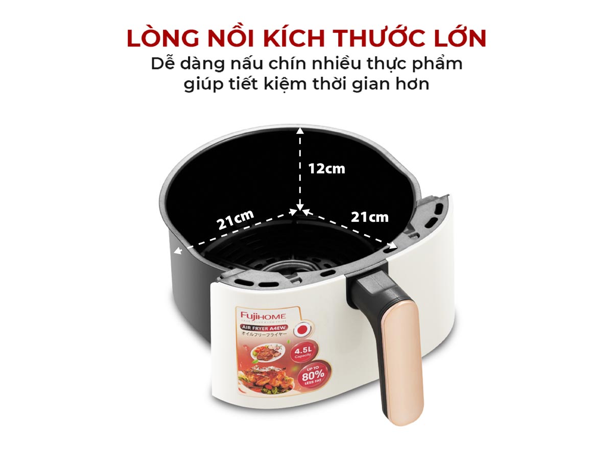 Nồi chiên không dầu Fujihome A4EW 4.5Lít