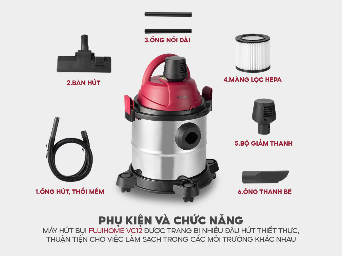 phu-kien-di-kem Máy hút bụi khô và ướt Fujihome VC12