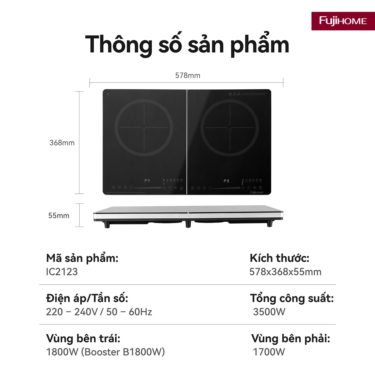 Bếp từ đôi Fujihome IC2123
