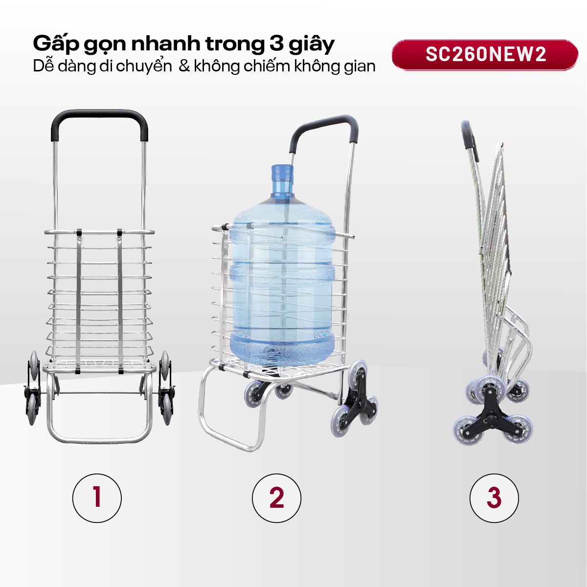 Xe đi chợ gấp gọn, leo cầu thang Fujihome SC-260NEW2