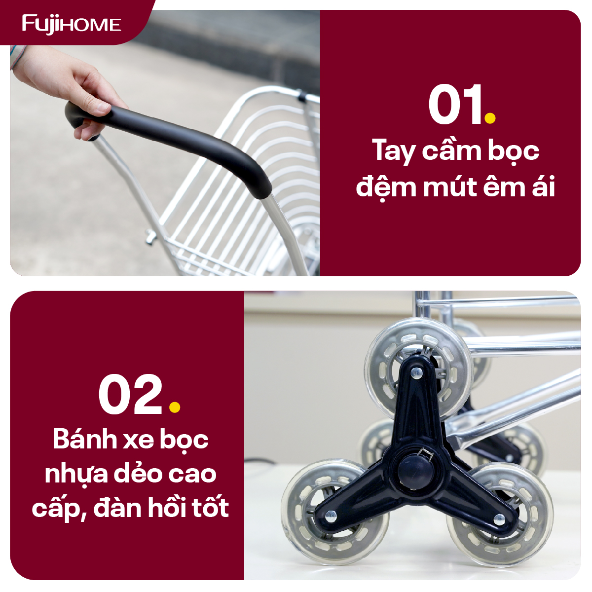 Xe đi chợ gấp gọn, leo cầu thang Fujihome SC-260NEW2
