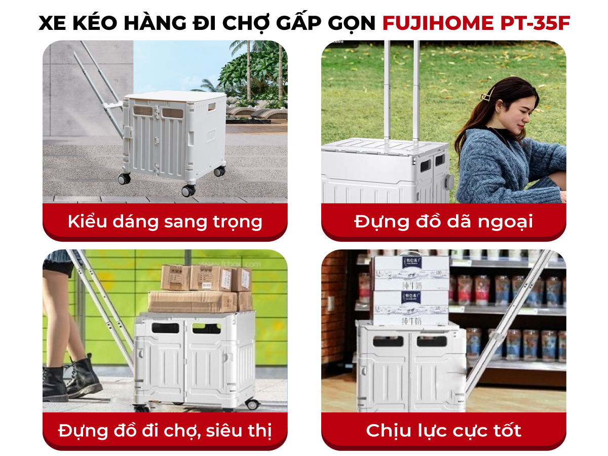 Xe kéo hàng đi chợ rút gọn FUJIHOME PT-35F