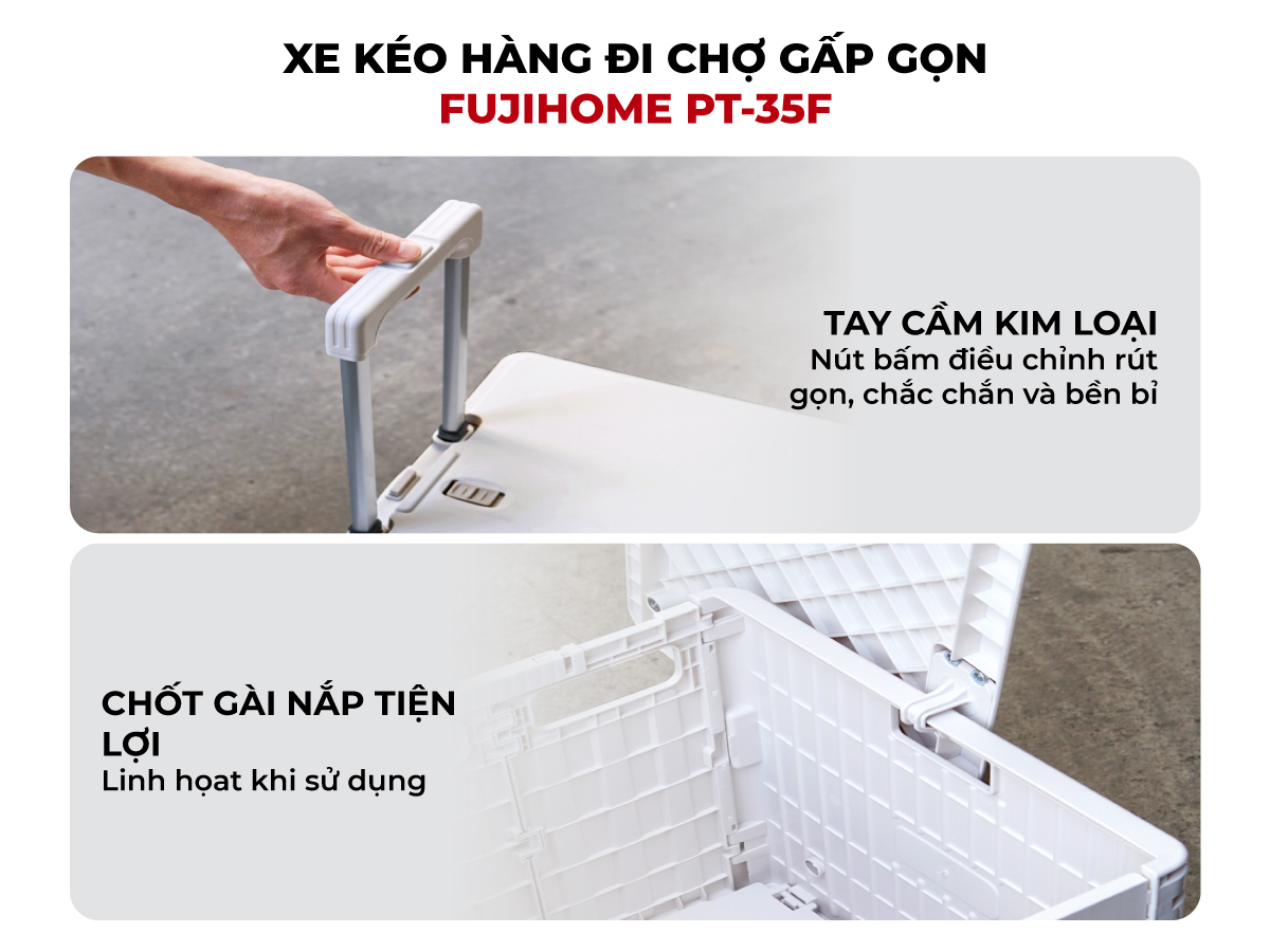 Xe kéo hàng đi chợ rút gọn FUJIHOME PT-35F