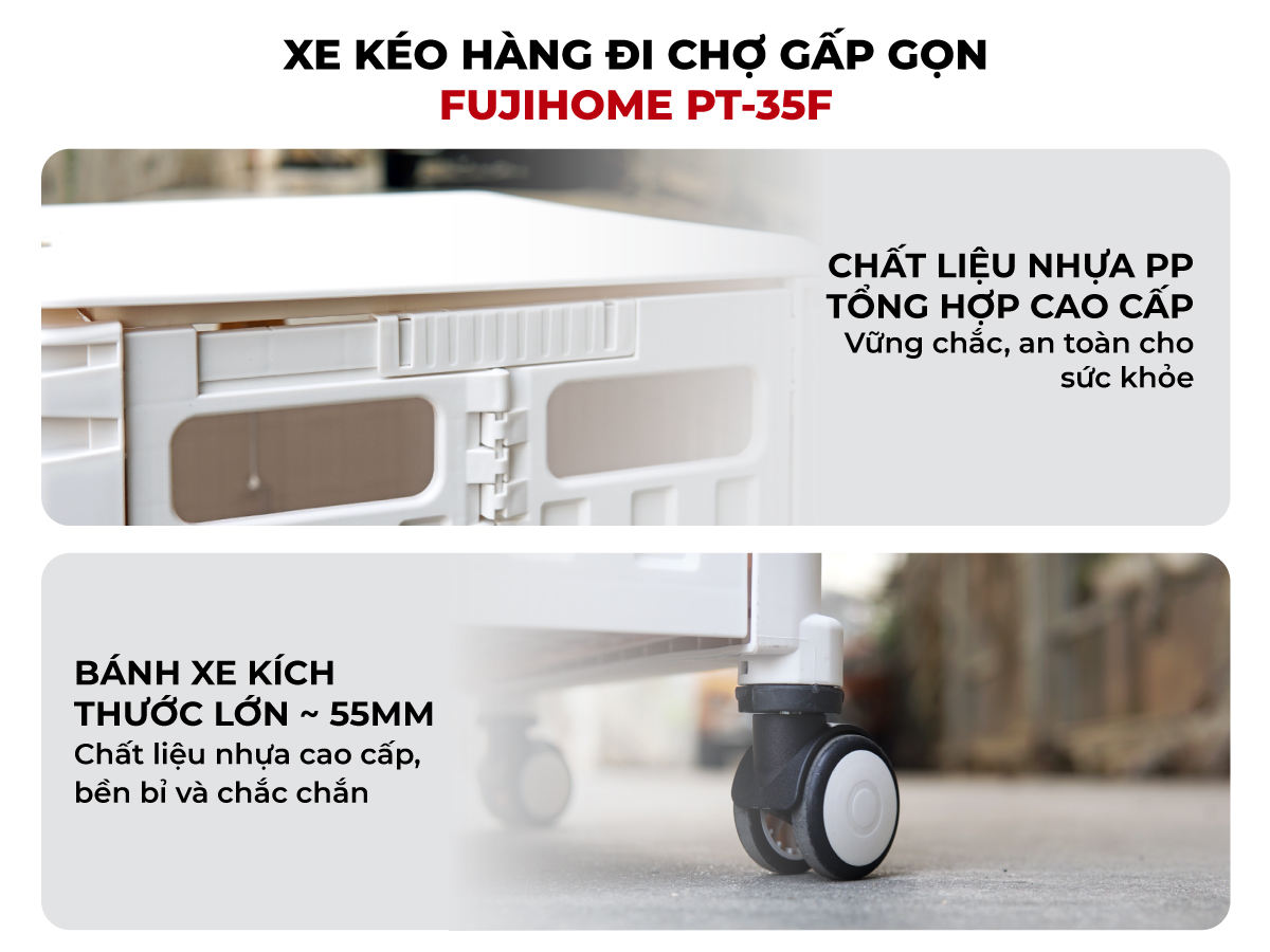 Xe kéo hàng đi chợ rút gọn FUJIHOME PT-35F