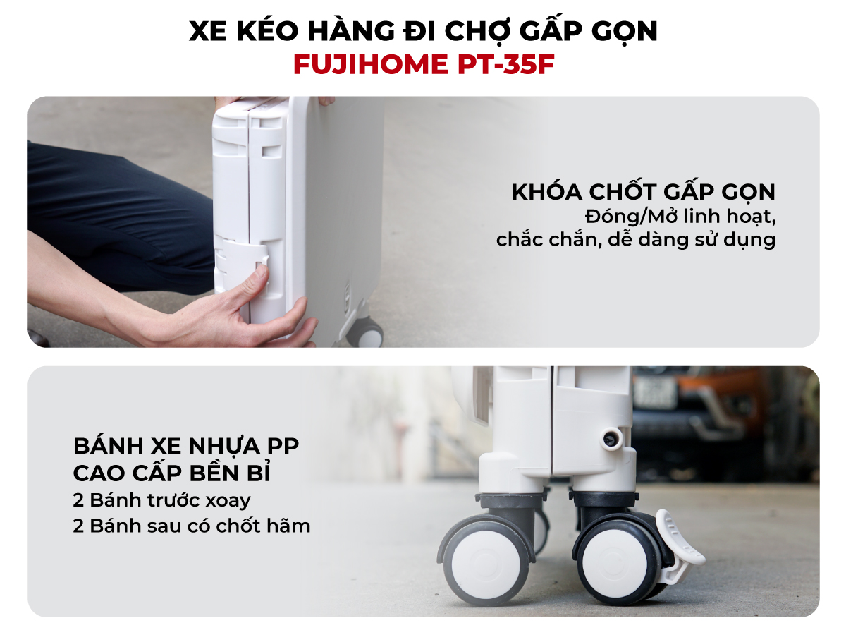Xe kéo hàng đi chợ rút gọn FUJIHOME PT-35F