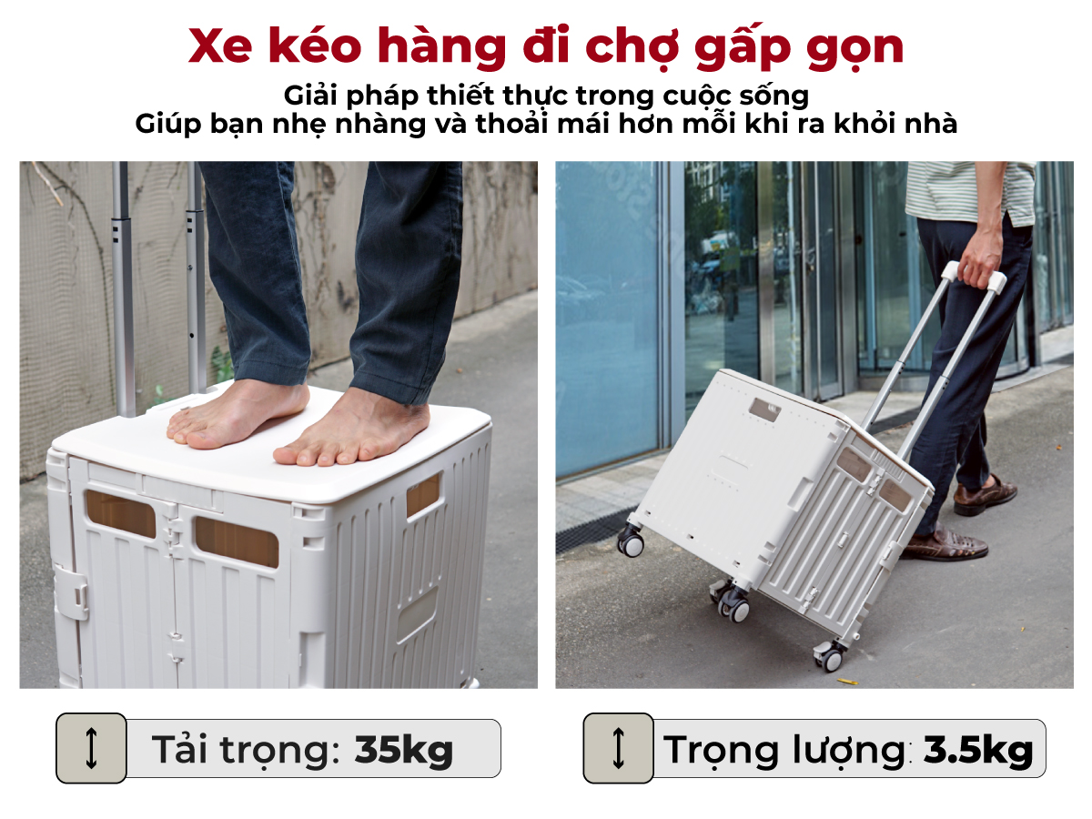 Xe kéo hàng đi chợ rút gọn FUJIHOME PT-35F