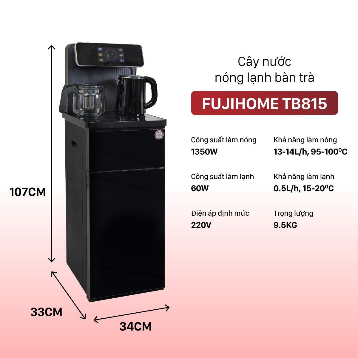 Cây nước nóng lạnh kết hợp bàn pha trà, cafe Fujihome TB815