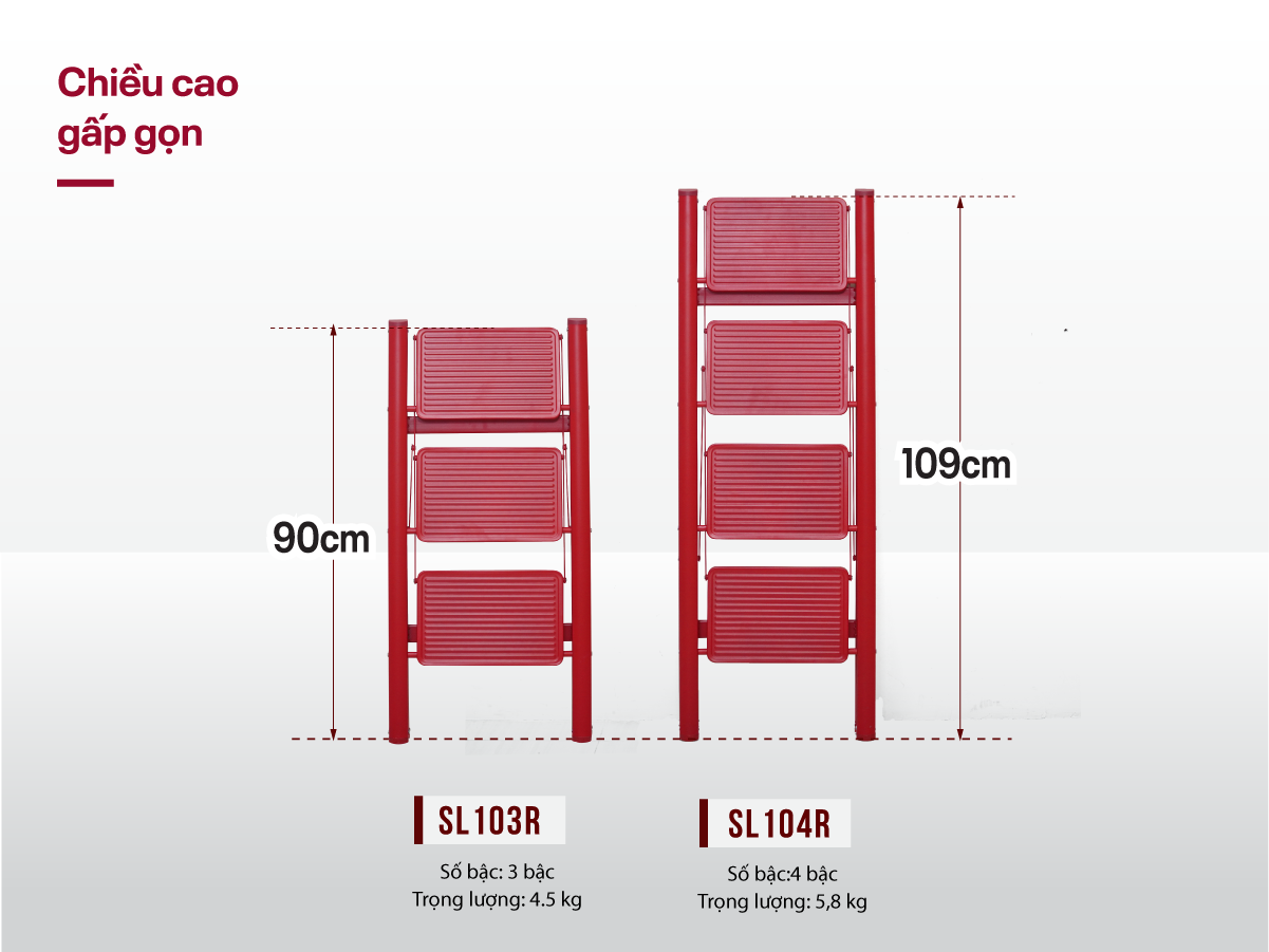 Thang ghế gấp gọn thông minh 4 bậc FUJIHOME SL104R ( Red)