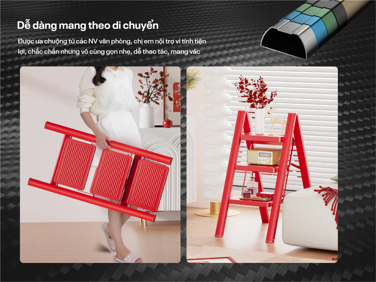 Thang ghế gấp gọn thông minh 4 bậc FUJIHOME SL104R ( Red)