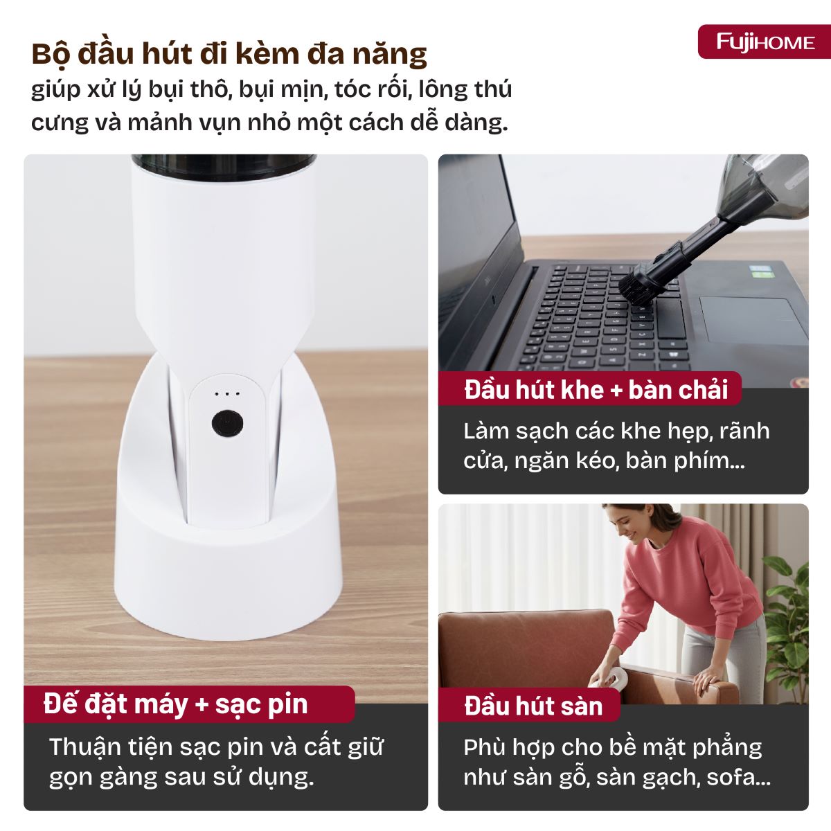 vc01-05 Máy hút bụi cầm tay không dây Fujihome VC01
