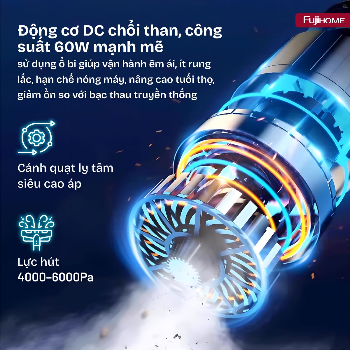 vc01-10 Máy hút bụi cầm tay không dây Fujihome VC01