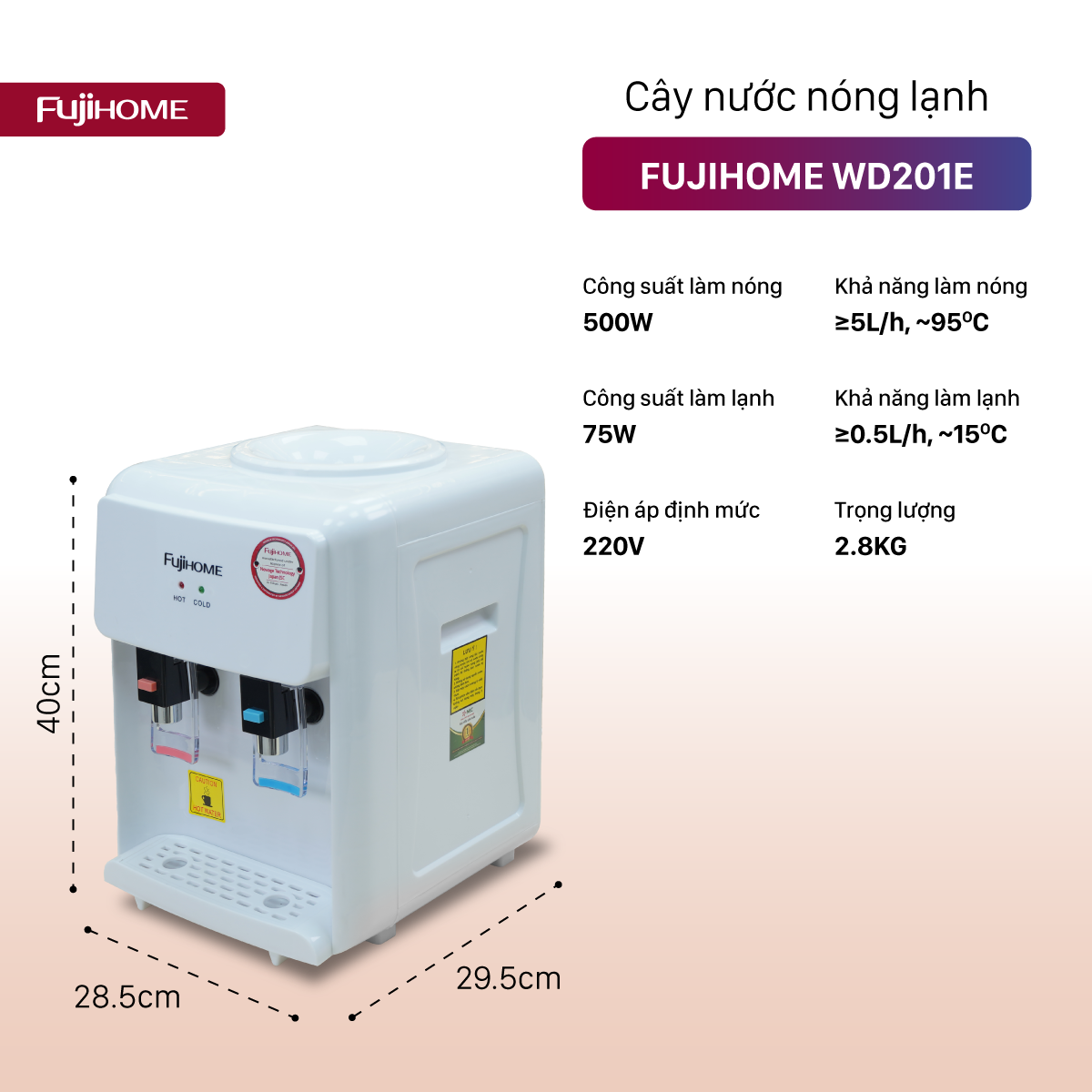 Cây nước nóng lạnh fujihome WD201E